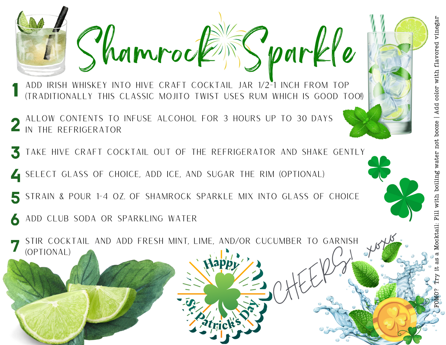 Hive Craft Cocktails: Shamrock Sparkle Irish Mojito Base